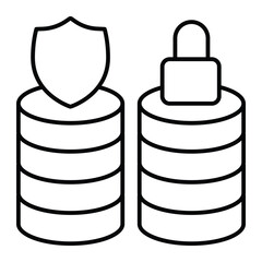 Fototapete - Protected and locked database arrays thin line icon, neural dataset concept. Vector graphics. Secure data storage, safety sign on white background, style mobile or design.