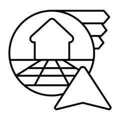 Poster - Home house and bookmarks with navigation cursor thin line icon, neural dataset concept. Vector graphics. Data visualization sign on white background, style mobile or design.