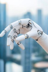 Poster - A robot hand is holding a white object