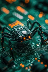 Aufkleber - A robot spider is sitting on a circuit board