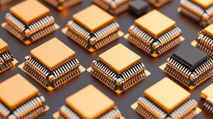 Aufkleber - A row of computer chips are shown in a close up