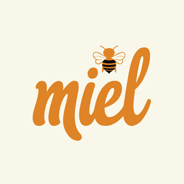 Elegant Miel Logo Design with Bee Illustration in Modern Style Logo.eps