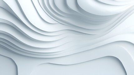 Poster - Layered white curves create an abstract flowing texture with soft shadows and a clean aesthetic