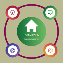 Aufkleber - Infographic Circle Design: A visually appealing infographic with a house icon at its core, surrounded by circular elements symbolizing various concepts.
