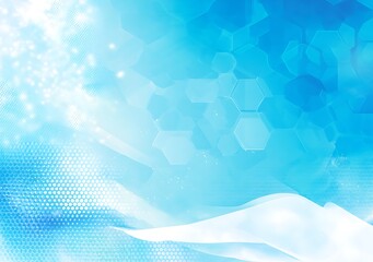 Poster - Abstract blue hexagons with halftone pattern