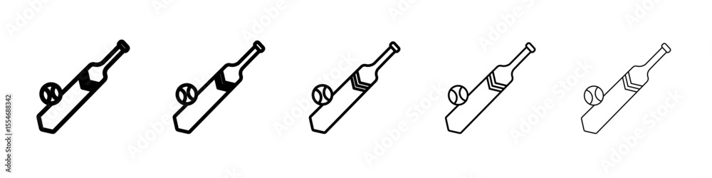 Cricket Bat ball icon flat simple outline logo Stock Vector | Adobe Stock