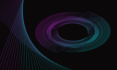 Wall Mural - Spirograph abstract element on a black background