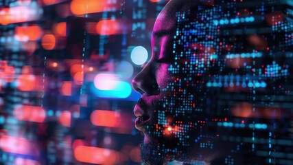 Poster - A person with a beard looking at a computer screen, suitable for use in business or office settings