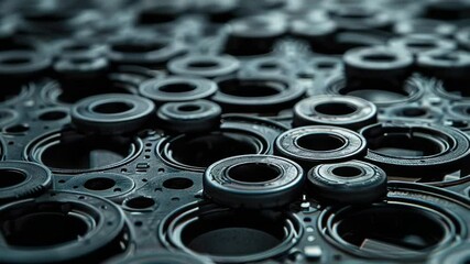 Poster - A collection of metallic components arranged on a flat surface