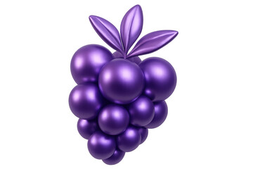 Fototapete - Glossy purple blackberry with leaves, promoting healthy eating and antioxidants, isolated on a transparent background