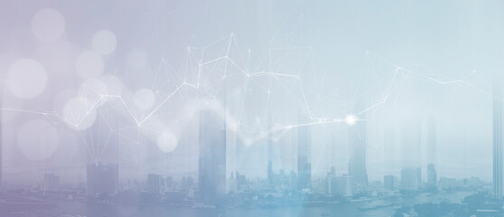 Poster - Smart City Network Background with Digital Connection Overlay