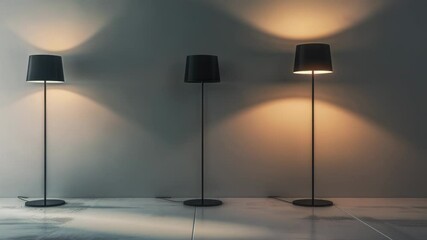 Poster - Three modern floor lamps placed next to each other for a cozy atmosphere