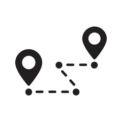 Aufkleber - delivery route tracking icon with map pin location showing journey from start to destination package