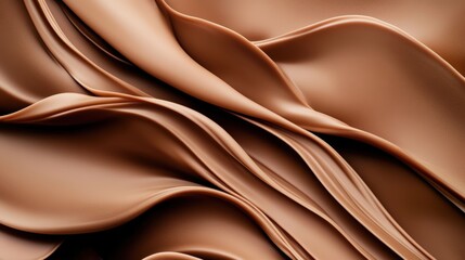 Poster - Smooth, flowing folds of silky brown fabric create an elegant and luxurious texture with soft highlights and shadows.
