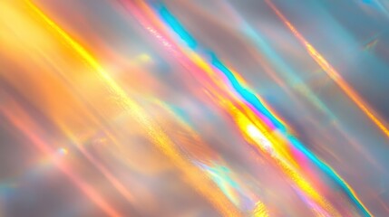 Poster - Abstract image featuring vibrant, multi-colored light streaks and reflections on a smooth, metallic surface, creating a dynamic and futuristic visual effect.