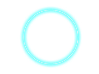Fototapete - Abstract geometric design with a bright cyan square frame and a light blue circle inside isolated on transparent background
