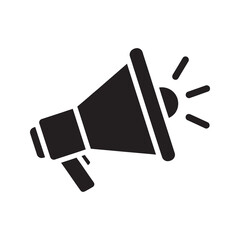 Poster - Marketing announcement icon with a loudspeaker for advertising promotion communication and a public relations campaign to spread a business message vector solid glyph icon