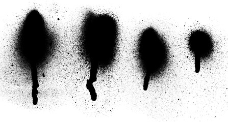 Poster - Black Spray Paint Drips and Splatters on Transparent Backdrop A Set of Grunge Ink Blots for Urban Art and Graffiti Design with a Raw and Edgy Style