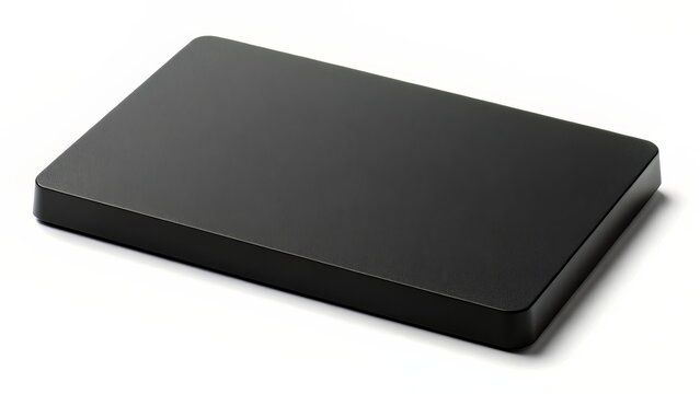 Solid black rectangle with slight shadow on transparent background, ready for graphic overlays or text.