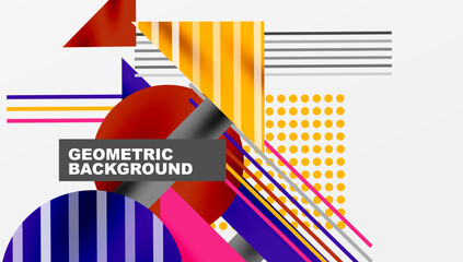 Aufkleber - Abstract geometric composition. Vivid colors, shapes overlap creating dynamic visual effect. Modern design element for backgrounds.
