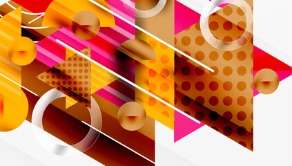 Poster - Abstract geometric design. Vibrant colors, shapes overlap creating dynamic composition. Modern, stylish background texture.