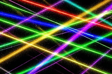 Wall Mural - abstract colorful glowing lines on black background