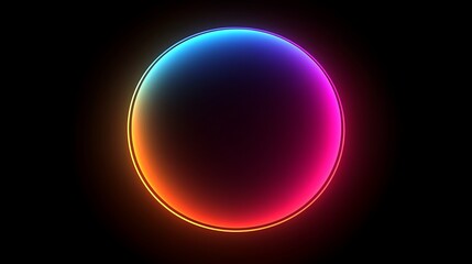 Poster - Glowing orb with vibrant gradient on black background futuristic abstract design element