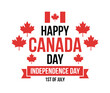 © Shahid3383 - Happy Canada Day (July 1st) Independence Day Emblem with Red Flag and Banner