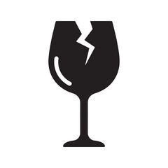 Poster - Fragile warning icon with a broken wine glass symbol for careful package handling during shipping logistics and cargo transport service vector solid glyph icon