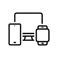 Fototapete - Icon representing connection between smartphone and smartwatch with a central hub
