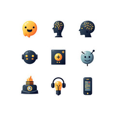 Aufkleber - Artificial intelligence icons showcase machine learning, automation, and technological innovation in vector format for digital projects