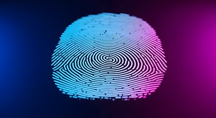 Aufkleber - Abstract Fingerprint Neon Glow, Digital Identity, Biometric Security