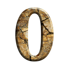 Poster - Textured number zero with stone like appearance, featuring cracks and earthy tones, adds unique touch to any design