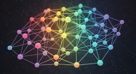 Poster - Abstract Network Connection Colorful Nodes and Lines Interconnected