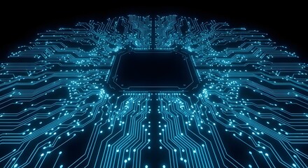 Poster - Abstract Blue Circuit Board Technology Background