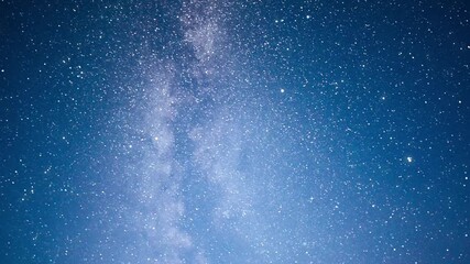 Flying Through The Stars And Blue Nebula In Space. Galaxy exploration through outer space towards glowing milky way galaxy.