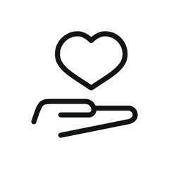 Poster - Hand with heart line icon, health care vector symbol with editable stroke