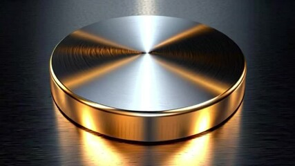 circular metallic object on a dark surface