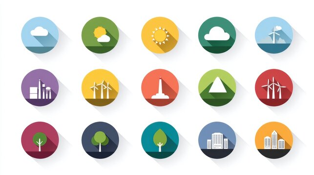 Comprehensive collection of flat icons with long shadows for modern design projects