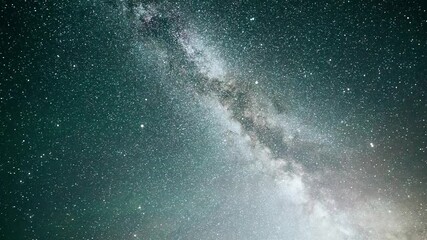 Flying Through The Stars And Blue Nebula In Space. Galaxy exploration through outer space towards glowing milky way galaxy.