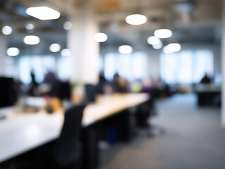Aufkleber - Spacious open plan office modern workspace blurred background bright lighting collaborative environment