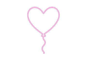 Aufkleber - Pink neon heart-shaped balloon floating with transparent background, ideal for valentine's day or romantic projects