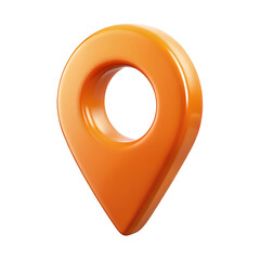 Fototapete - 3d orange location pin icon isolated on transparent background.