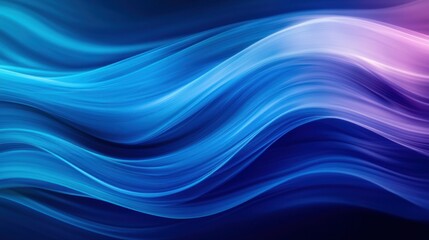 Poster - Abstract flowing curves in shades of blue and violet