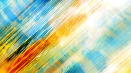 Poster - Abstract paint streaks, blue, orange, yellow, and white