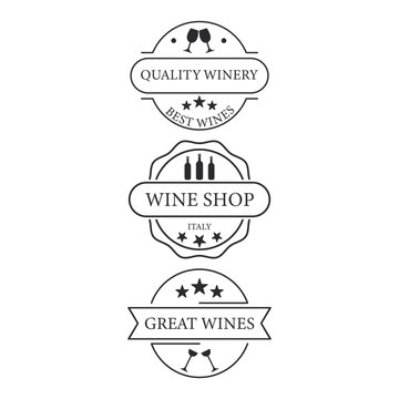 Wine Labels Icon Set Vector Design.