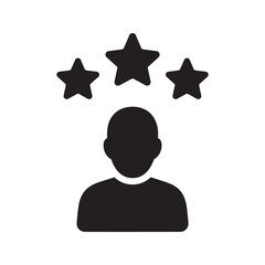 Poster - customer satisfaction icon with user and star rating for quality review and positive feedback excell