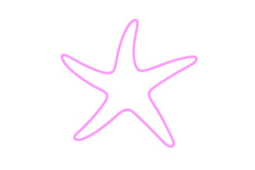 Aufkleber - Pink neon starfish sign shining brightly on a transparent background, perfect for summer and beach-themed projects