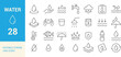 © Mostsuchona - Water Line Editable Icons Set. Drops, Rain, Shower, Tap, Bottle, Swimming, Protection, and More. Vector Illustration.