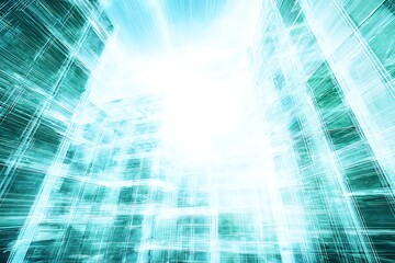 Poster - Digital cityscape emerging in bright light